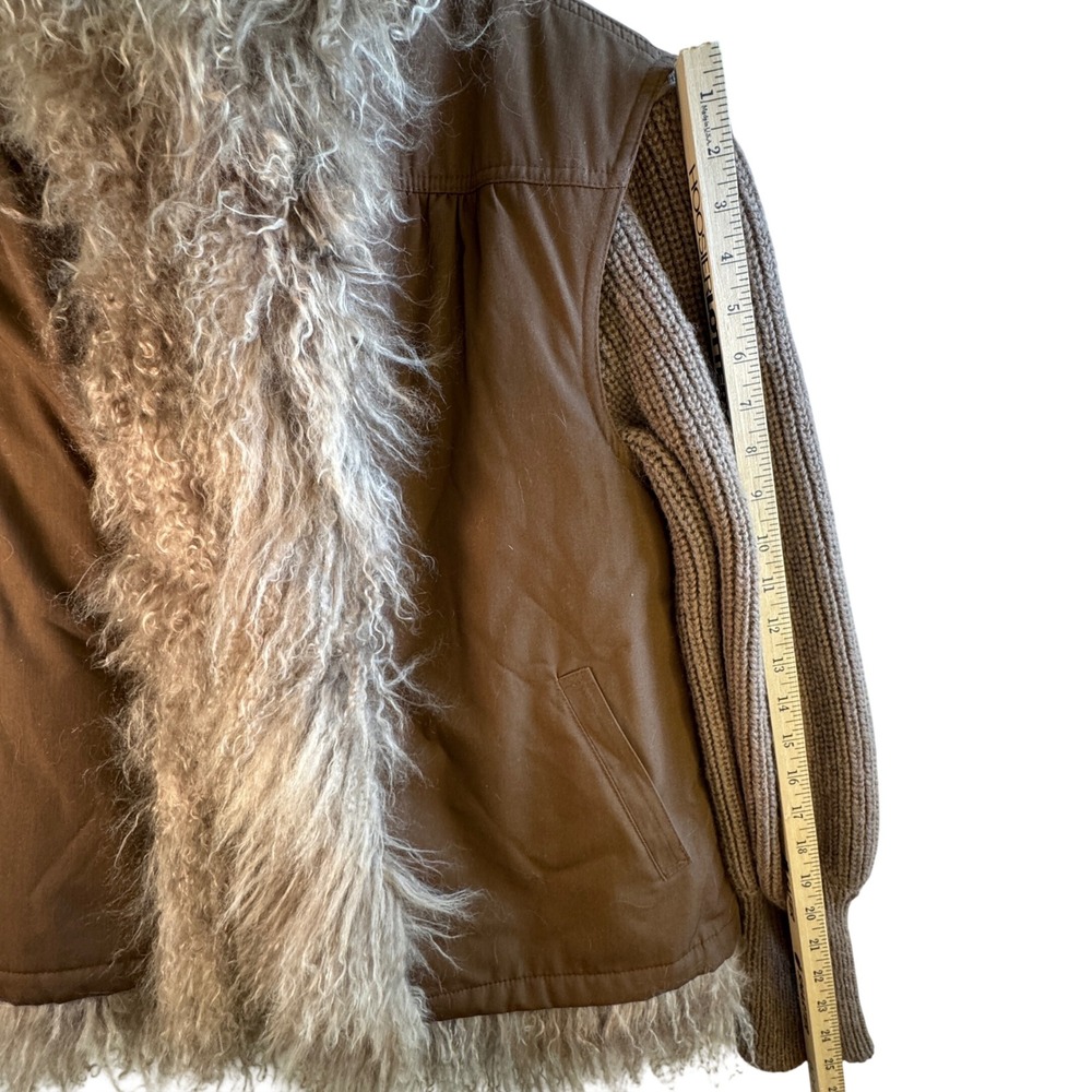 Vtg Mongolian Lamb Fur Convertible Vest Jacket Reversible Penny Lane Luxe Glam M - Picture 9 of 16